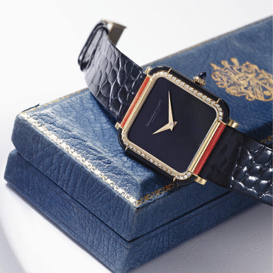 IWC - A Gold Square Wristwatch set with Onyx, Coral and Diamonds CIRCA 1975 REF 2575 NO 2245820