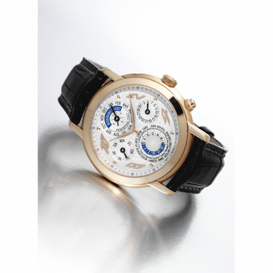AUDEMARS PIGUET - A pink gold automatic perpetual calendar world-time wristwatch Circa 2005 Quanti