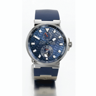 ULYSSE NARDIN - a stainless steel limited edition automatic wristwatch with date and power reserve Circa 2000 ref 263-68 blue wave No 1486/1846