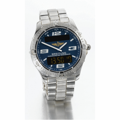 BREITLING - A white gold minute repeating chronograph wristwatch with digital display and bracelet circa 2005 Chronometer Aerospace no 10