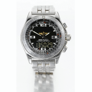 BREITLING - A white gold centre seconds perpetual calendar chronograph wristwatch with digital display and bracelet circa 2005 Chronometre B-1