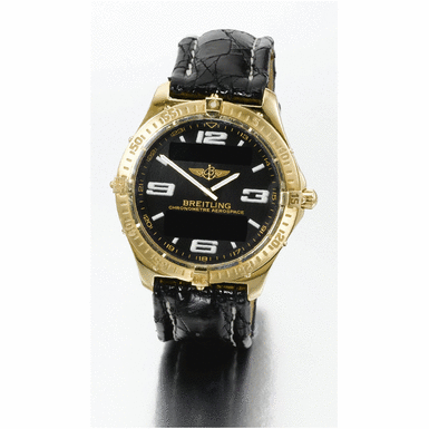 BREITLING - A gold minute repeating chronograph wristwatch with digital display circa 2005 Chronometer Aerospace no 076