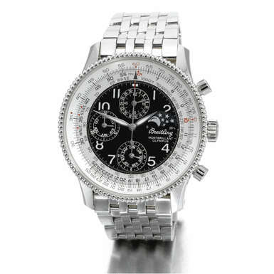 BREITLING - A stainless steel automatic triple calendar chronograph wristwatch with moon-phases and bracelet circa 2005 Montbrillant Olympus
