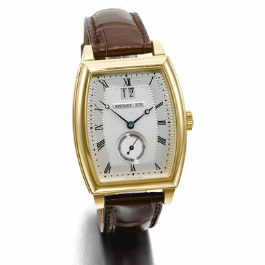 BREGUET - A large gold tonneau form wristwatch with date circa 2004 ref 5480 heritage No 379