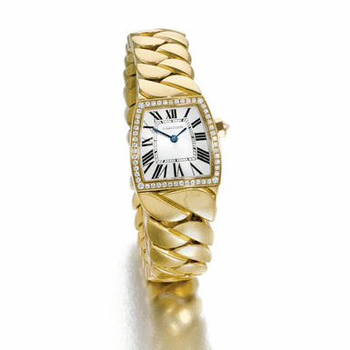 CARTIER - A lady's gold and diamond wristwatch with bracelet circa 2006 La Do