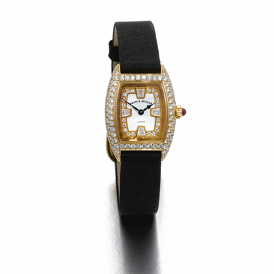 FRANCK MULLER - A lady's pink gold and diamond set tonneau form wristwatch circa 2000 ref 2500 QZ D no 56