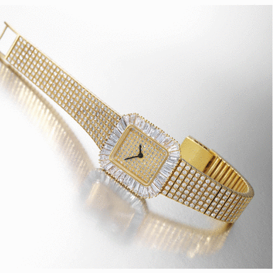 PATEK PHILIPPE - An impressive lady's gold and diamond set bracelet watch circa 1985 ref 4484/1J mvt 1405982 case 2797942