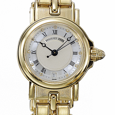 BREGUET, A LADY'S FINE GOLD AND DIAMOND SET AUTOMATIC CENTER SECONDS BRACELET WATCH&&NBSP - CIRCA 2000 MARINE