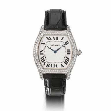 CARTIER - A WHITE GOLD DIAMOND-SET TONNEAU WRISTWATCH CIRCA 2000 TORTUE