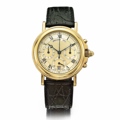 BREGUET - A GOLD AUTOMATIC CHRONOGRAPH WRISTWATCH WITH REGISTERS AND DATE CIRCA 2000 REF 951C MARINE