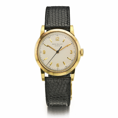 PATEK PHILIPPE - A GOLD SWEEP SECONDS WRISTWATCH 1951 REF 2466J SC MVT 701016 CASE 666868