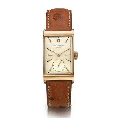 PATEK PHILIPPE - A PINK GOLD RECTANGULAR WRISTWATCH 1939 REF 1442R MVT 833559 CASE 620401