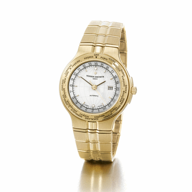 VACHERON CONSTANTIN - A gold automatic centre seconds world time bracelet watch with date circa 1995 Phidias no 7
