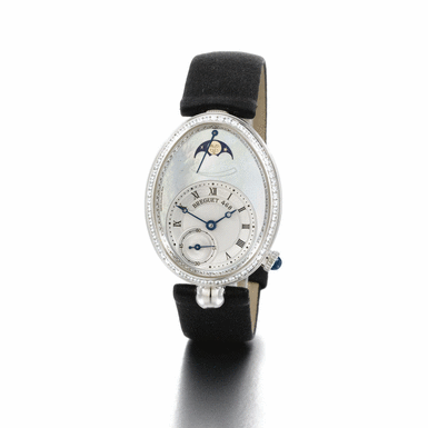 BREGUET - A fine lady's white gold and diamond automatic wristwatch with power reserve, moon-phases and mother-of-pearl dial circa 2006 ref 8909 Reine de Naples