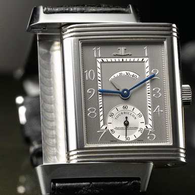 Jaeger-Lecoultre - JAEGER-LECOULTRE, A FINE LIMITED EDITION RECTANGULAR REVERSIBLE PLATINUM ONE MINUTE TOURBILLON WRISTWATCH WITH POWER RESERVE INDICATION CIRCA 2003 REVERSO PLATINUM NUMBER TWO N0 181/500