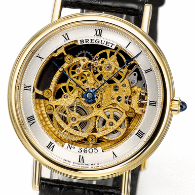 BREGUET, A FINE LIMITED SERIES YELLOW GOLD SKELETONIZED AUTOMATIC WRISTWATCH CIRCA 1995 REF 3517 JUBILE 1775-1995 NO 3605