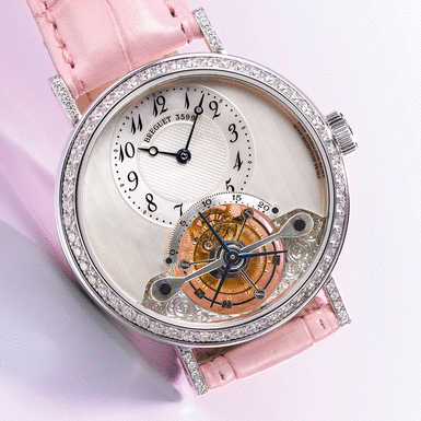 BREGUET, A LADY'S VERY FINE WHITE GOLD AND DIAMOND SET TOURBILLON WRISTWATCH WITH MOTHER-OF-PEARL DIAL CIRCA 2005 REF 3358 CLASSIQUE NO 3599