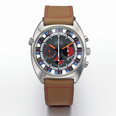 OMEGA - A RARE TONNEAU STAINLESS STEEL CHRONOGRAPH WRISTWATCH WITH REGISTERS CIRCA 1969 SEAMASTER REF ST145.019