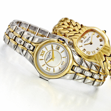 PATEK PHILIPPE - A LADY'S STAINLESS STEEL AND YELLOW GOLD BRACELET WATCH WITH DATE 1999 REF 4891/1A SCULPTURE MVT 3077529 CASE 4006677