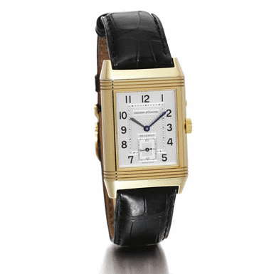 JAEGER-LECOULTRE - A YELLOW GOLD REVERSIBLE DOUBLE DIALLED DUAL TIME ZONE WRISTWATCH WITH NIGHT AND DAY AND 24-HOUR INDICATION CIRCA 2000 REF 570154 NO 1743225