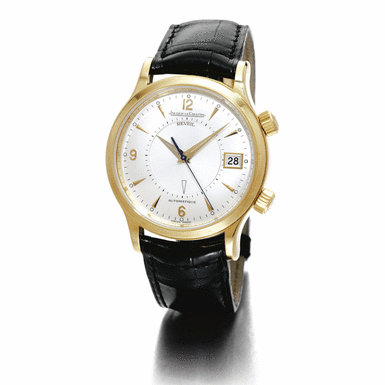 JAEGER-LECOULTRE - A YELLOW GOLD AUTOMATIC CENTRE SECONDS WRISTWATCH WITH ALARM AND DATE CIRCA 1999 MASTER CONTROL REVEIL NO 150