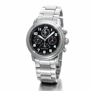 BLANCPAIN - A STAINLESS STEEL AUTOMATIC PERPETUAL CALENDAR FLYBACK CHRONOGRAPH WRISTWATCH WITH REGISTERS, MOON-PHASES AND BRACELET CIRCA 2000 REF 2685F LEMAN FLYBACK CHRONOGRAPH