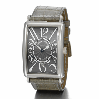 FRANCK MULLER - A WHITE GOLD RECTANGULAR AUTOMATIC WRISTWATCH WITH DATE CIRCA 2003 REF 1150 LONG ISLAND NO 24