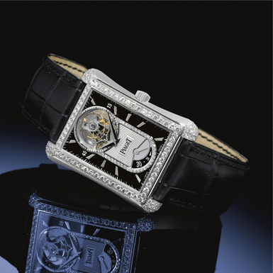 PIAGET - A FINE WHITE GOLD AND DIAMOND TOURBILLON WRISTWATCH WITH POWER RESERVE CIRCA 2005 EMPERADOR NO 4