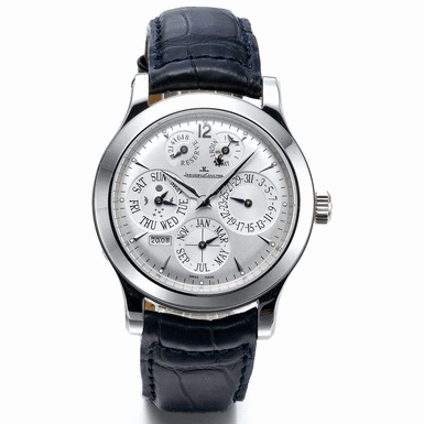 JAEGER-LECOULTRE - A LIMITED EDITION PLATINUM PERPETUAL CALENDAR WRISTWATCH WITH MOON-PHASES, YEAR DISPLAY, 8-DAY POWER RESERVE AND DAY & NIGHT INDICATION CIRCA 2003 MASTER EIGHT DAYS PERPETUAL NO 82/200