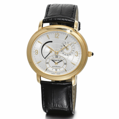 AUDEMARS PIGUET - A yellow gold oval automatic dual time wristwatch with power reserve and date circa 2000 Millenary