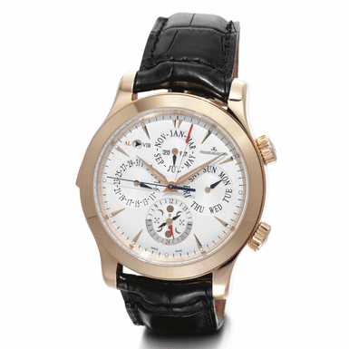 JAEGER-LECOULTRE - AN OVER-SIZED PINK GOLD AUTOMATIC PERPETUAL CALENDAR CENTRE SECONDS WRISTWATCH WITH ALARM AND MOON-PHASES CIRCA 2005 REF 149.2.95 MASTER GRAND REVEIL NO 31