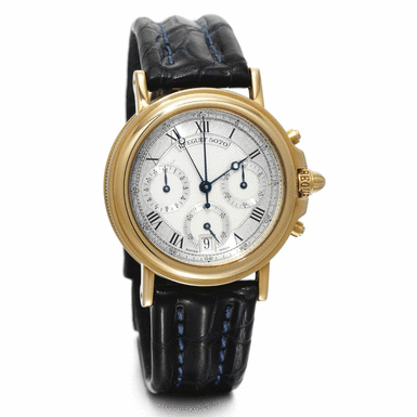 BREGUET - A FINE YELLOW GOLD AUTOMATIC CHRONOGRAPH WRISTWATCH WITH REGISTERS AND DATE CIRCA 2000 REF 5070B MARINE