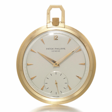 PATEK PHILIPPE - A FINE PINK GOLD OPEN-FACED KEYLESS LEVER WATCH 1954 REF 770R MVT 892122 CASE 684329