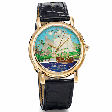 ULYSSE NARDIN - A UNIQUE SET OF THIRTEEN PINK GOLD AUTOMATIC SWEEP SECONDS WRISTWATCHES WITH CLOISONN