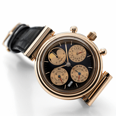 IWC - A YELLOW GOLD AUTOMATIC PERPETUAL CALENDAR CHRONOGRAPH WRISTWATCH WITH MOON-PHASES CIRCA 1997 DA VINCI