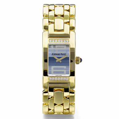 AUDEMARS PIGUET - A LADY'S YELLOW GOLD AND DIAMOND-SET RECTANGULAR BRACELET WATCH CIRCA 2000 PROMESSE