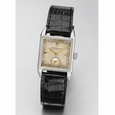 Property of a New York Collector - PATEK PHILIPPE - A RARE STAINLESS STEEL SQUARE WRISTWATCH 1945 REF 1522A MVT 912365 CASE 507938
