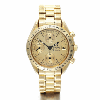 OMEGA - TWO YELLOW 18K GOLD WRISTWATCHES WITH DATE CIRCA 1990