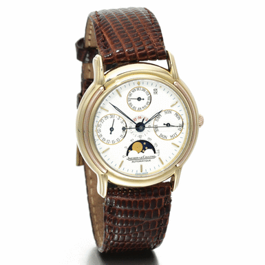 JAEGER-LECOULTRE - AN 18K YELLOW AND PINK GOLD AUTOMATIC CENTRE SECONDS PERPETUAL CALENDAR WRISTWATCH WITH MOON-PHASES AND 24-HOUR INDICATION CIRCA 1995 ODYSSEUS NO 49