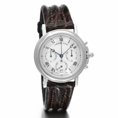 BREGUET - A FINE PLATINUM AUTOMATIC CHRONOGRAPH WRISTWATCH WITH DATE AND REGISTERS CIRCA 2000 MARINE NO 2130 D