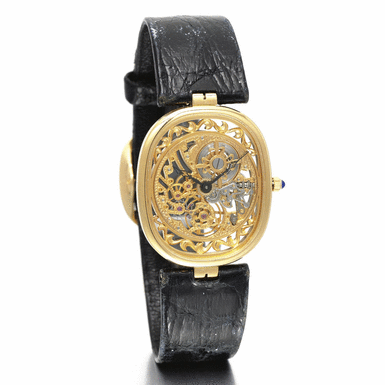 PATEK PHILIPPE - A fine 18k yellow gold skeletonized oval wristwatch 1975 ref 3880J mvt 1389491 case 2854661
