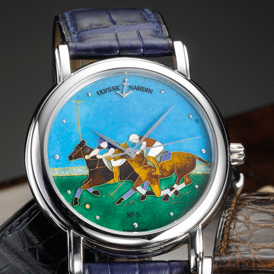 ULYSSE NARDIN - A RARE SET OF THREE LIMITED EDITION PLATINUM AUTOMATIC SWEEP SECONDS WRISTWATCHES WITH CLOISONN