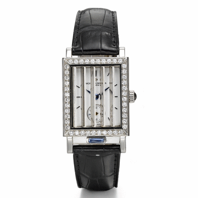 VACHERON CONSTANTIN - A FINE WHITE GOLD AND DIAMOND-SET RECTANGULAR WRISTWATCH WITH CONCEALED DIAL CIRCA 1997 JALOUSIE