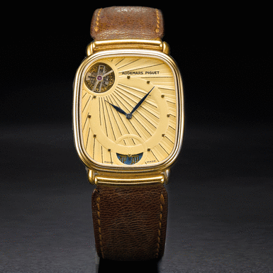 AUDEMARS PIGUET - A SLIM YELLOW GOLD RECTANGULAR AUTOMATIC TOURBILLON WRISTWATCH CIRCA 1987 TOURBILLON AUTOMATIQUE NO 303