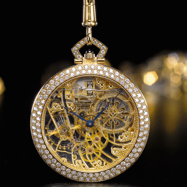 PATEK PHILIPPE - A FINE AND VERY RARE YELLOW GOLD AND DIAMOND-SET SKELETONIZED KEYLESS OPEN-FACED DRESS WATCH CIRCA 1970 REF 896 MVT 937115