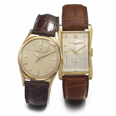 VACHERON CONSTANTIN - A LOT OF TWO 18K GOLD WRISTWATCHES THE FIRST: CIRCA 1954 REF 6067 CHRONOMETRE ROYAL, THE SECOND: CIRCA 1948
