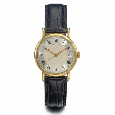 BREGUET - A FINE 18K YELLOW GOLD AUTOMATIC CENTER SECONDS WRISTWATCH WITH DATE CIRCA 1960 NO 4295