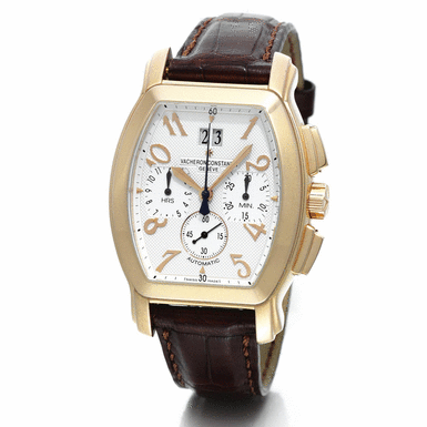 VACHERON CONSTANTIN - A FINE 18K PINK GOLD AUTOMATIC TONNEAU CHRONOGRAPH WRISTWATCH WITH DATE AND REGISTERS CIRCA 2002 ROYAL EAGLE