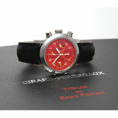 GIRARD-PERREGAUX - A RARE AND UNIQUE 18K WHITE GOLD AUTOMATIC PERPETUAL CALENDAR CHRONOGRAPH WRISTWATCH WITH REGISTERS CIRCA 1998 REF 9026 F50