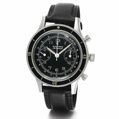 BLANCPAIN - A LARGE AND RARE STAINLESS STEEL CHRONOGRAPH WRISTWATCH WITH REGISTER CIRCA 1960 AIR-COMMAND